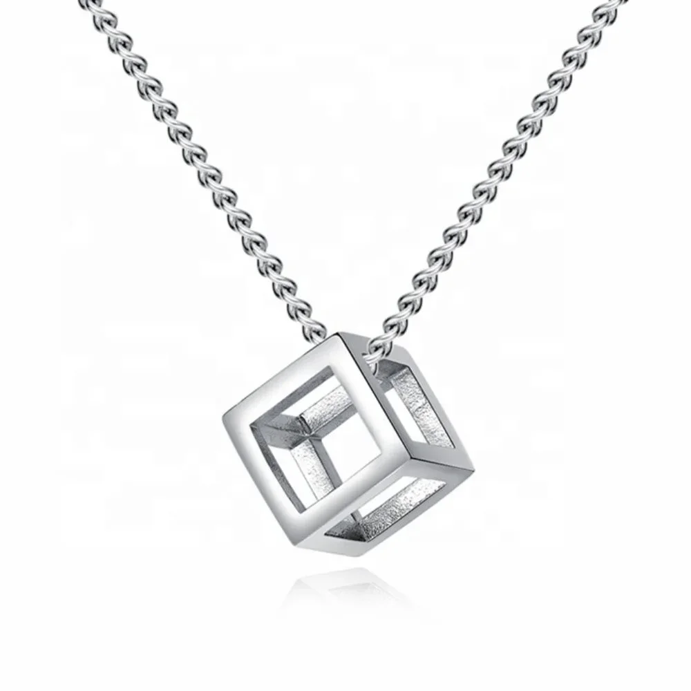 ❤️Fashion Style Simple Square Hollow Out Small Box Pendant Necklace,N90201P157